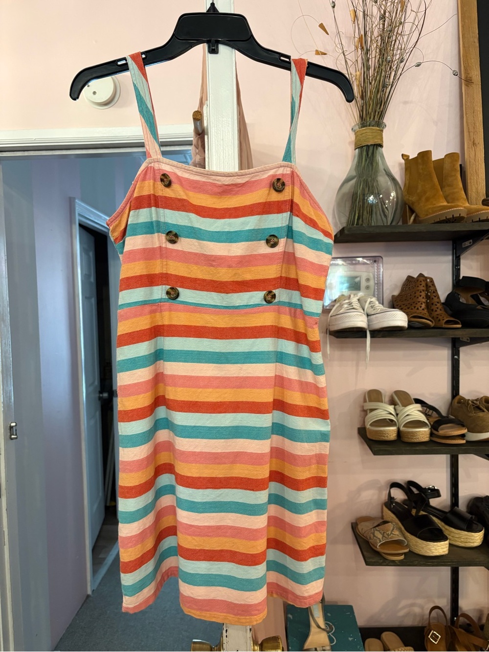 Seafolly Pink Turquoise Orange Striped Swim Cover-Up